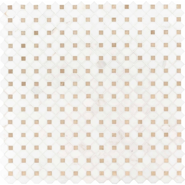 Ackland Calabria Frost Gold 13 in. x 13 in. Polished Marble Mosaic Tile, 10PK AKM-S-CAFRGO12X12PIP-CA - main